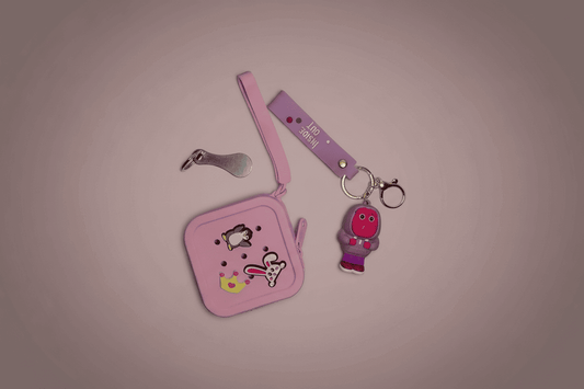 Kelechi 3-set bundle by GrinSquid in black — silicone keychain, coin purse and metal trolley key