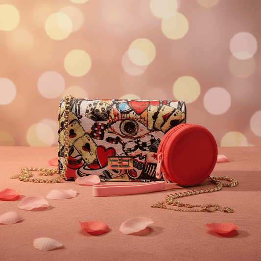 Nkiru 2-set by GrinSquid in red — Ifunanya structured crossbody bag with matching Ijeoma round coin purse
