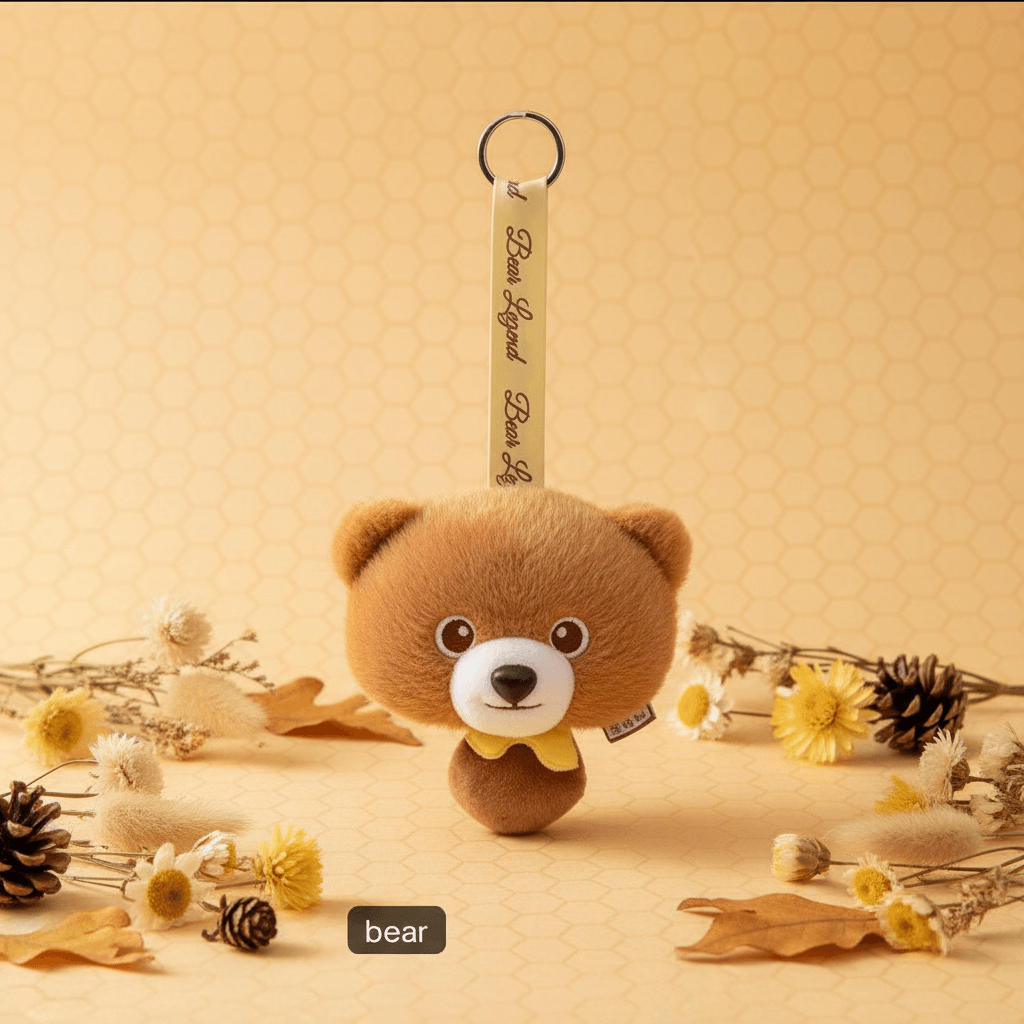 Nneka light tan bear plush charm and coin purse by GrinSquid, 11cm