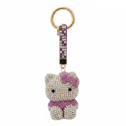 Crystal Kitty Keyring Purple
