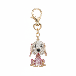 Crystal poodle keychain on white background