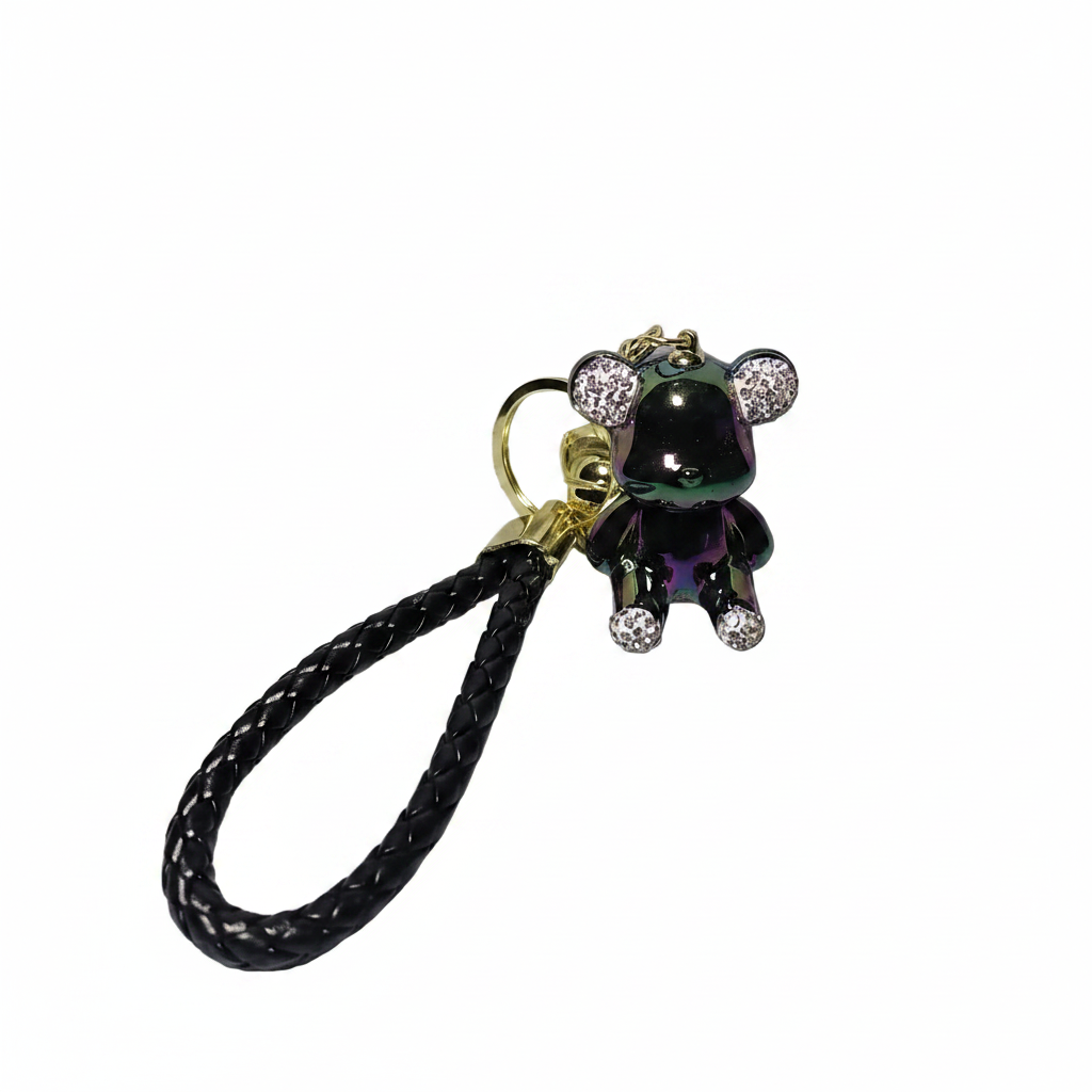 Dark Iridescent Bear Keychain - Larger Composition