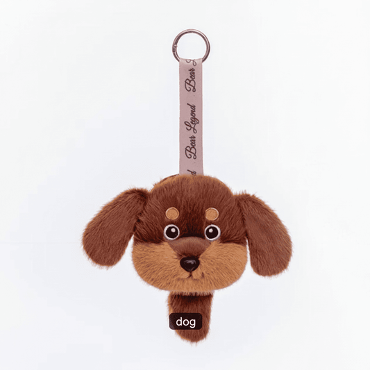 Fluffy Dog Plush Keychain - Clean White Background