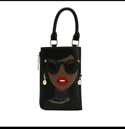 Imani Bag elegant black shoulder bag front view