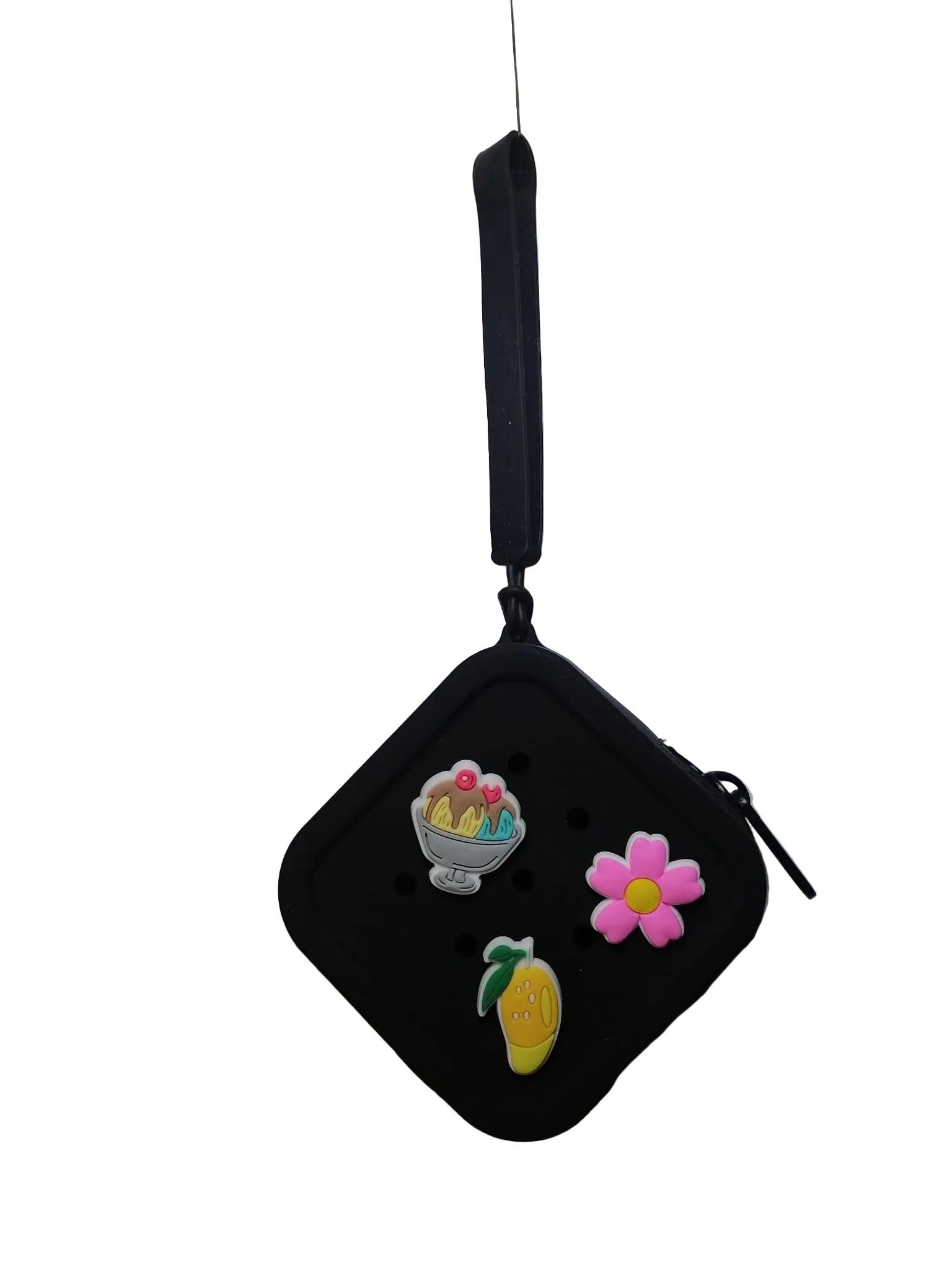 Black case with cartoon character designs on a white background
