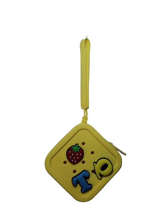 Uju coin purse decorated with shoe charms, shown beside matching Crocs