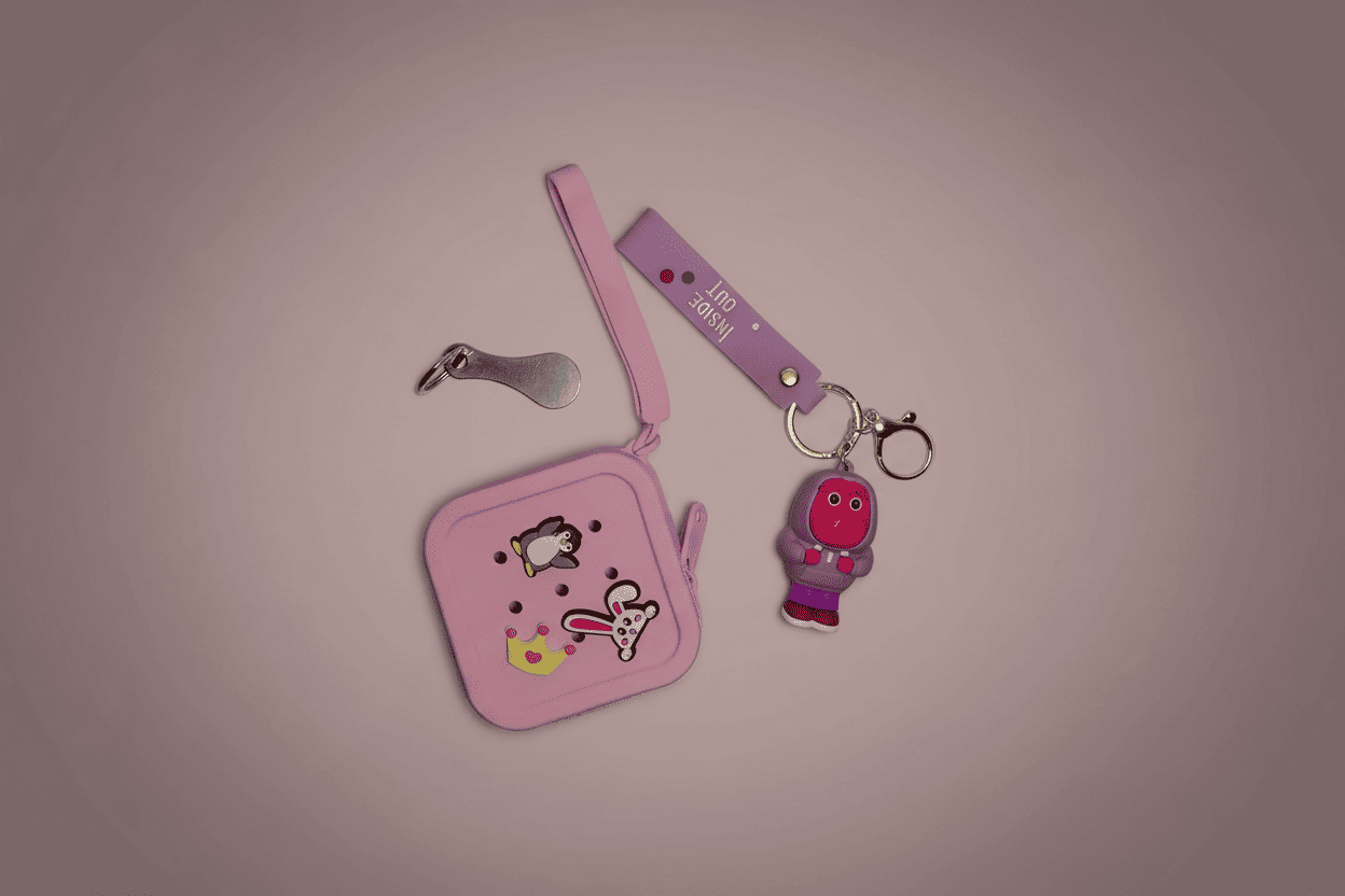 Kelechi 3-set bundle by GrinSquid in black — silicone keychain, coin purse and metal trolley key