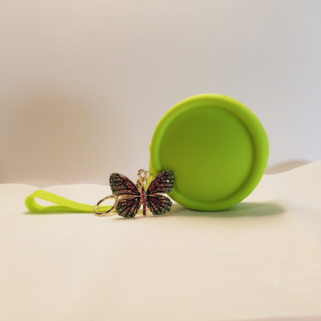 Lime green purse dark butterfly alt