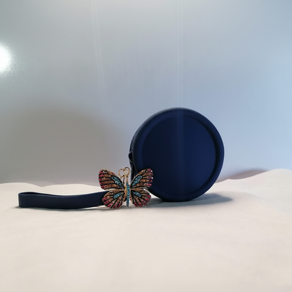 Navy purse multicolour butterfly
