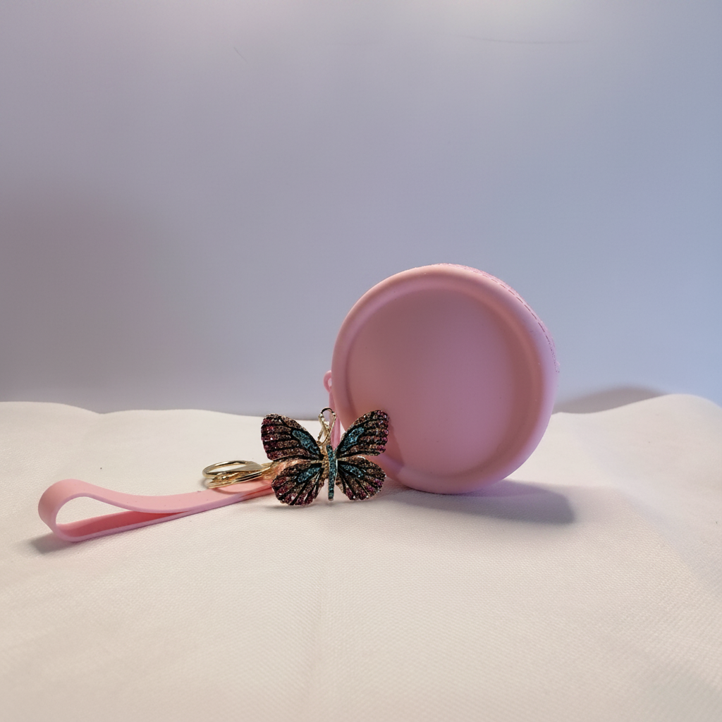 Pink purse multicolour butterfly