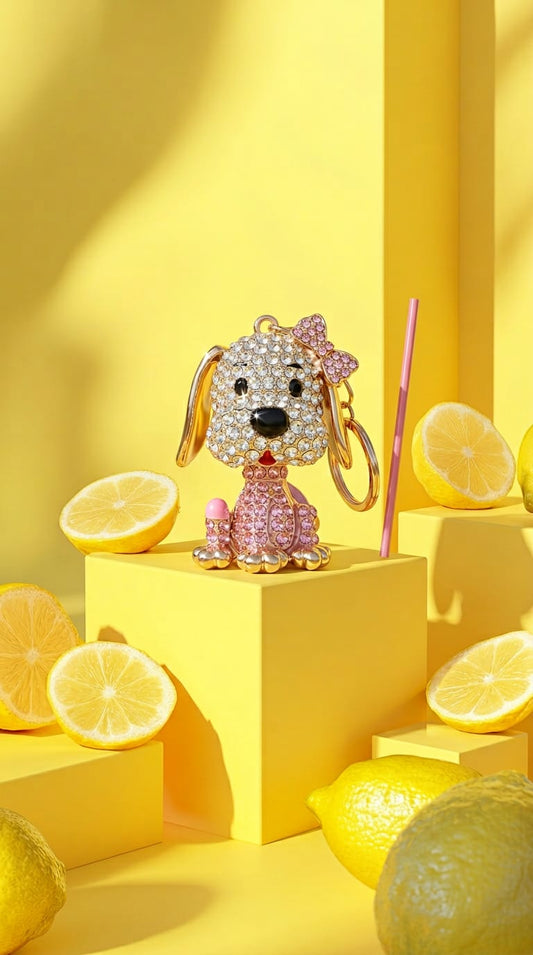 A rhinestone poodle charm in white, pink or black