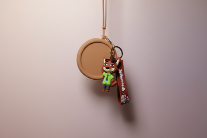 Keychain with cartoon character on a beige background