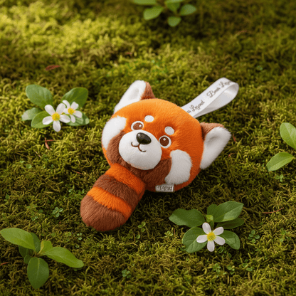 Nneka rust red panda plush charm and coin purse, 11cm