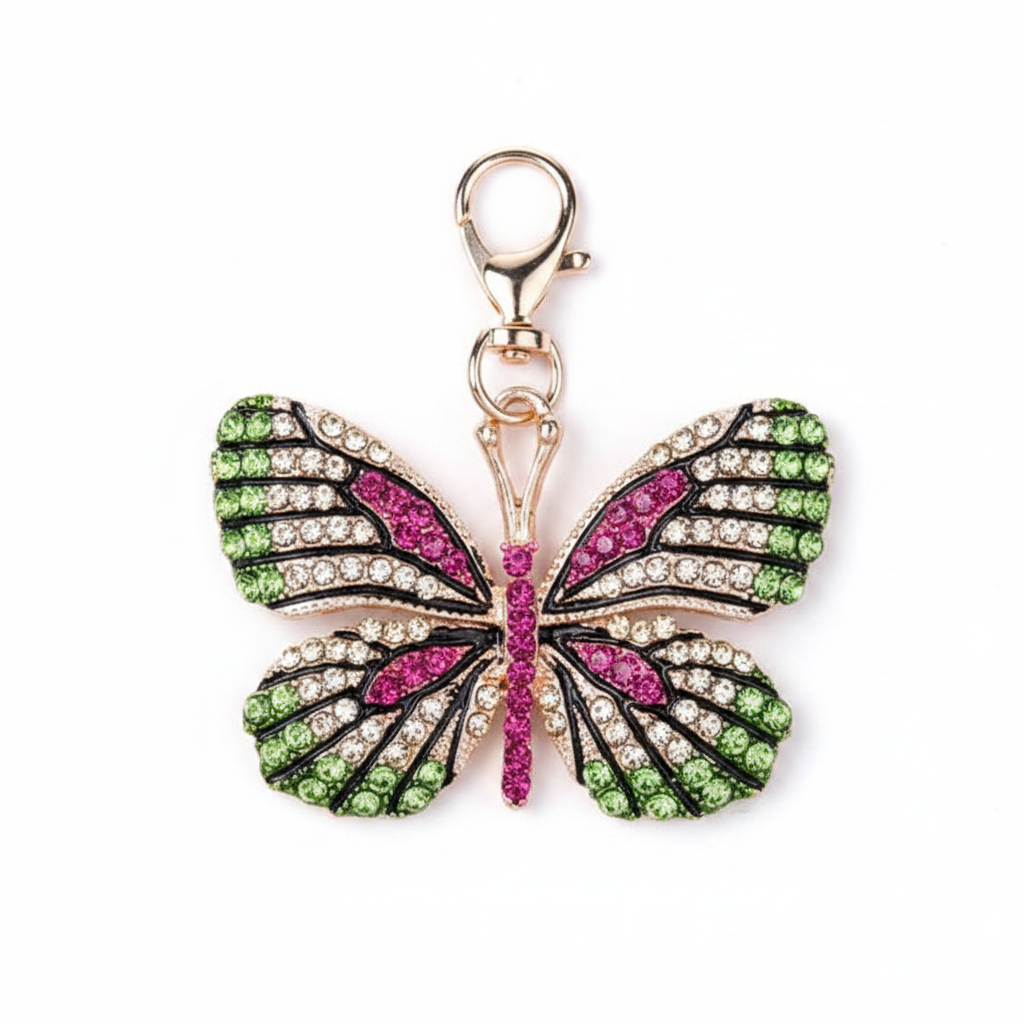Safi Butterfly Keychain - Green Pink